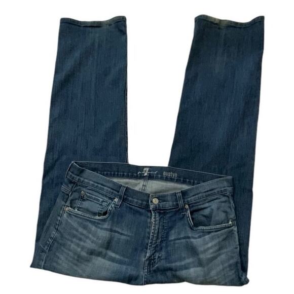 For All Seven Mankind Austyn Jeans Mens 36 Whiskers Stretch Mid Wash Streetwear - Picture 5 of 12